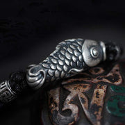 Buddha Stones Silver Luck Koi Fish Braided String Bracelet Bracelet BS 4