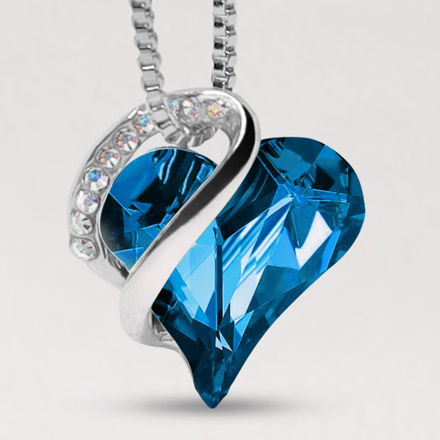 Buddha Stones Love Heart Birthstone Healing Energy Necklace Pendant Necklaces & Pendants BS 09a-September-Bermuda Sapphire Blue