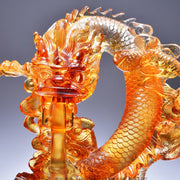 Buddha Stones Feng Shui Dragon Handmade Liuli Crystal Art Piece Success Home Office Decoration