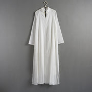 Buddha Stones Simple Design Meditation Spiritual Long Dress Zen Practice Yoga Clothing Women's White Gown Clothes BS 8