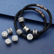 Buddha Stones 999 Sterling Silver Faith Wisdom Lucky Leather Rope Blessing Buckle Bracelet