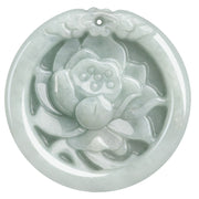 Buddha Stones Natural Jade Lotus Flower Carved Prosperity Necklace Pendant Necklaces & Pendants BS 10
