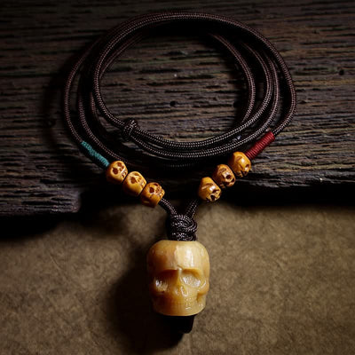 Buddha Stones Tibetan Camel Bone Skull Protection Necklace Pendant Necklaces & Pendants BS Camel Bone