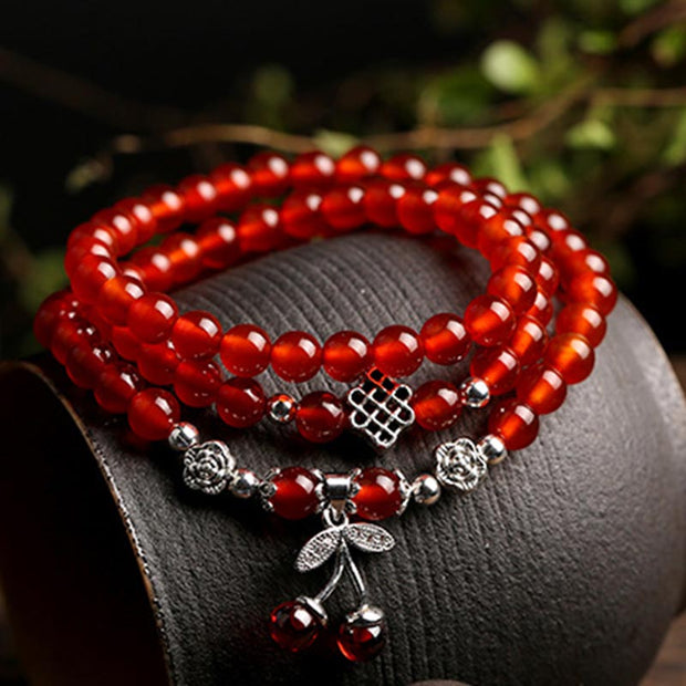 Buddha Stones Natural Red Agate Bead Blessing Bracelet Necklace Bracelet Necklaces & Pendants BS 5