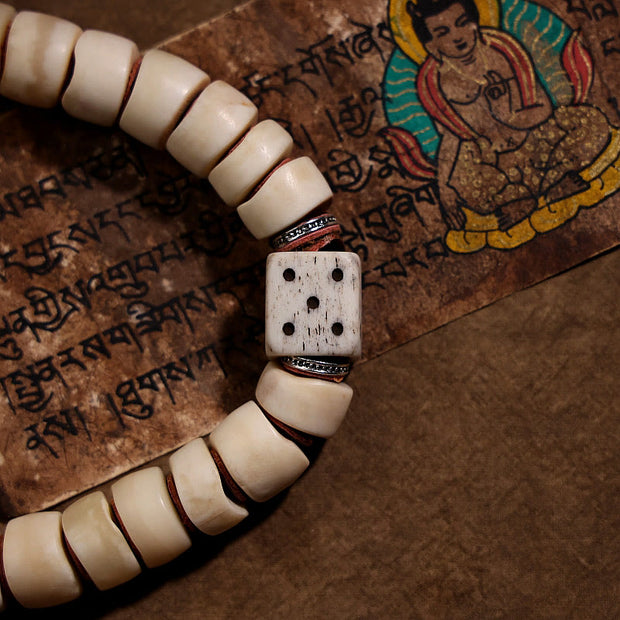 Buddha Stones Tibetan Natural Yak Bone The Lord Of The Corpse Forest Dice Chinese Zodiac Nine Palaces Eight Diagrams Strength Wrist Mala