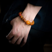 Buddha Stones Tibetan Natural Camel Bone Amber Red Agate Turquoise Protection Luck Bracelet Bracelet BS 14