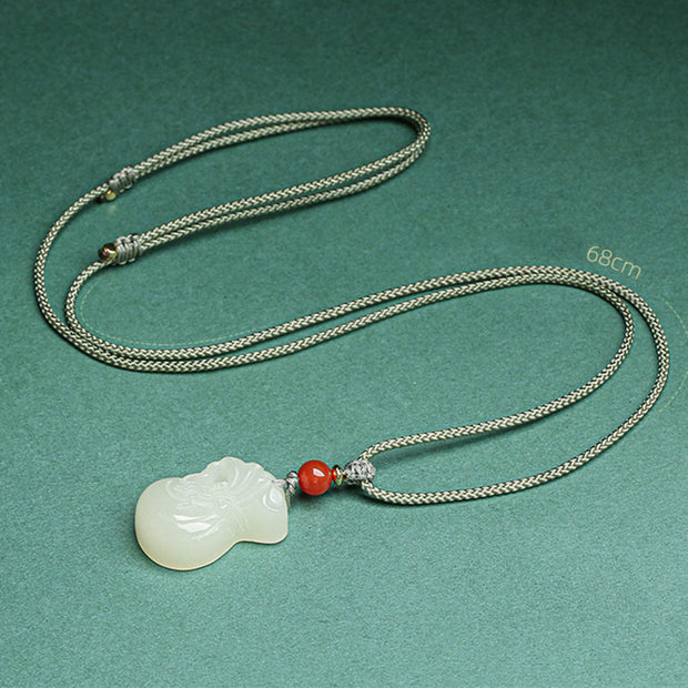Buddha Stones Natural Hetian Jade Money Bag Wealth Necklace Pendant Key Chain Phone Hanging Decoration Necklaces & Pendants BS 10
