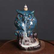 Buddha Stones Cute Owl Ceramic Backflow Smoke Fountain Meditation Healing Incense Burner Decoration Incense Burner BS 1