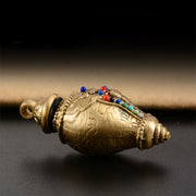Buddha Stones Tibetan Shankha Copper Colorful Beads Wealth Necklace Pendant