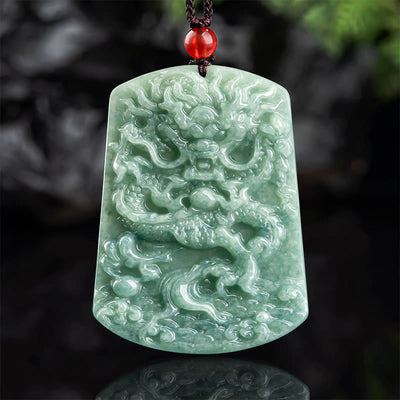 Buddha Stones Natural Jade Chinese Zodiac Dragon Sea Luck String Necklace Pendant Necklaces & Pendants BS Jade(Prosperity♥Abundance)