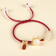 Buddha Stones Year of the Dragon Hetian White Jade Fu Character Peace And Joy Protection Bracelet Bracelet BS 3