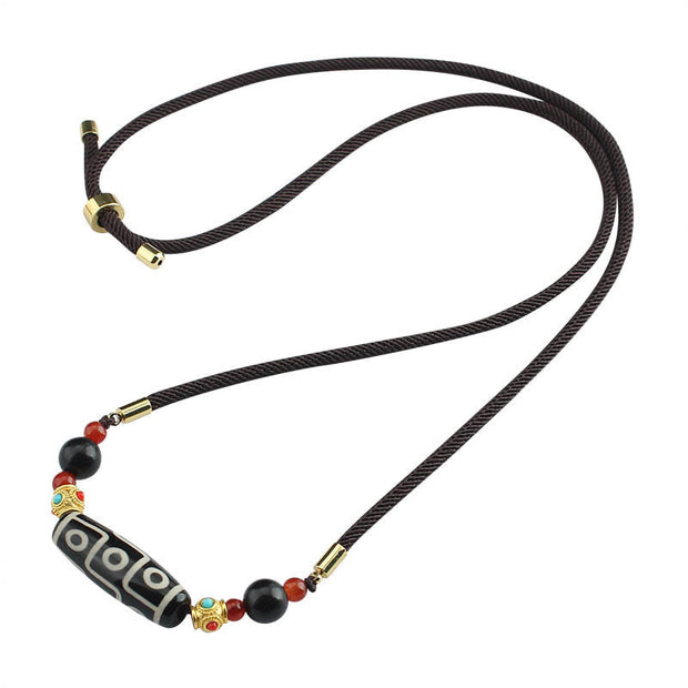 Buddha Stones Tibetan Nine-Eye Dzi Bead Protection Blessings String Necklace Pendant Necklaces & Pendants BS 10