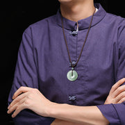Buddha Stones Natural Jade Peace Buckle Luck Abundance Necklace Pendant Necklaces & Pendants BS 7