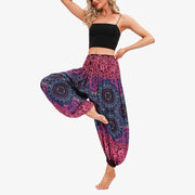 Buddha Stones Round Geometric Flower Floral Loose Harem Trousers Women's Yoga Pants