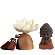 Buddha Stones Black Peach Wood Buddha Flower Calm Cure Decorations Decorations BS 4
