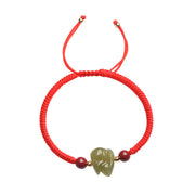 Buddha Stones Year of the Rabbit Hetian Jade Bunny Cinnabar Beaded Abundance String Bracelet Bracelet BS 8