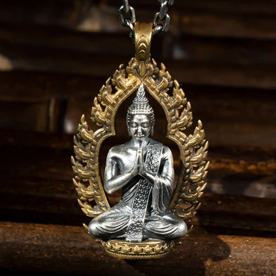 Buddha Stones Prayer Copper Wealth Luck Necklace Pendant Necklaces & Pendants BS Chain