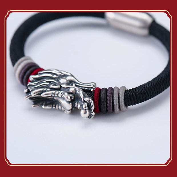 Buddha Stones 999 Sterling Silver Dragon Luck Handcrafted Braided Child Adult Bracelet