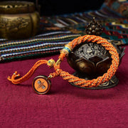 Buddha Stones Tibetan Handmade Luck Thangka Prayer Wheel Charm Weave String Bracelet Bracelet BS Orange&Thangka