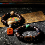 Buddha Stones Tibetan Yak Bone Dzi Bead Turquoise Keep Away Evil Spirits Bracelet Bracelet BS 22