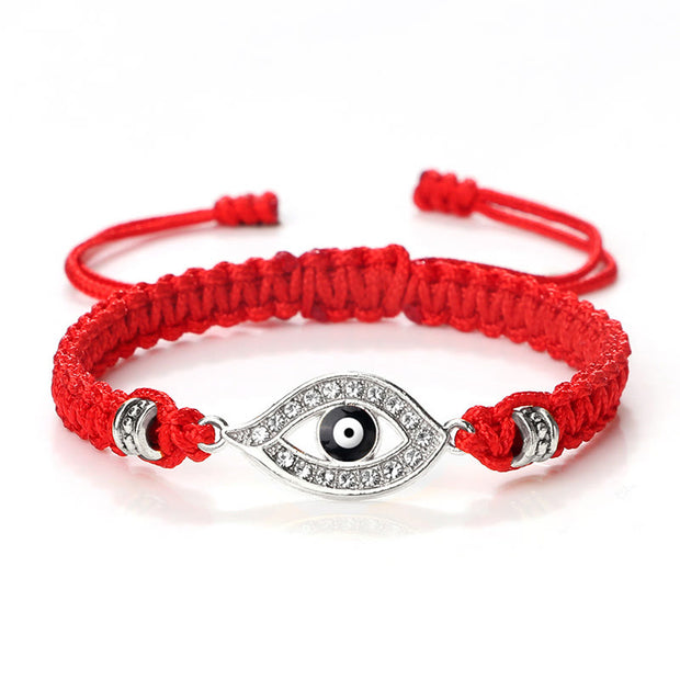 Buddha Stones Evil Eye Keep Away Evil Spirits String Bracelet Bracelet BS Red Black Evil Eye Silver Border