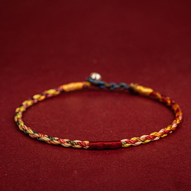 Buddha Stones Handmade Five Color Thread Luck Couple Child Adult Bracelet Bracelet BS 19cm for Weight Range(90-100 kg)