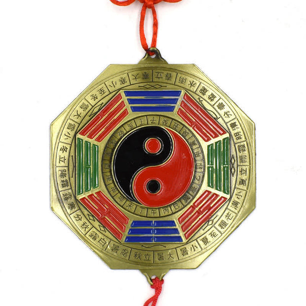 Buddha Stones Feng Shui Bagua Map Five-Emperor Coins Chinese Knotting Harmony Energy Map Bagua Map BS 5