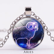 12 Constellations of the Zodiac Moon Starry Sky Protection Blessing Necklace Pendant Necklaces & Pendants BS Silver Aries