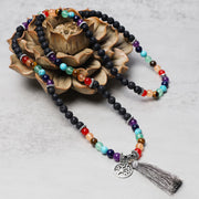 Buddha Stones Healing Crystal Mala Prayer Beads 108 Meditation Healing Multilayer Bracelet Necklace Bracelet BS 12