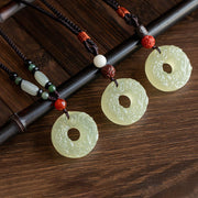 Buddha Stones PiXiu Peace Buckle Jade Small Leaf Red Sandalwood Cinnabar Agate Luck Necklace Pendant Necklaces & Pendants BS 2