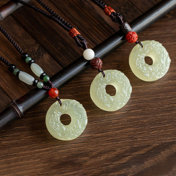 Buddha Stones PiXiu Peace Buckle Jade Small Leaf Red Sandalwood Cinnabar Agate Luck Necklace Pendant Necklaces & Pendants BS 2