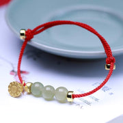 Buddha Stones Natural Jade Lotus Seed Strength Red String Weave Bracelet Bracelet BS Red(Wrist Circumference 14-20cm)