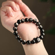 FREE Today: Absorbing Negative Energy Gold Silver Sheen Obsidian Cute Cat  Protection Bracelet FREE FREE 22