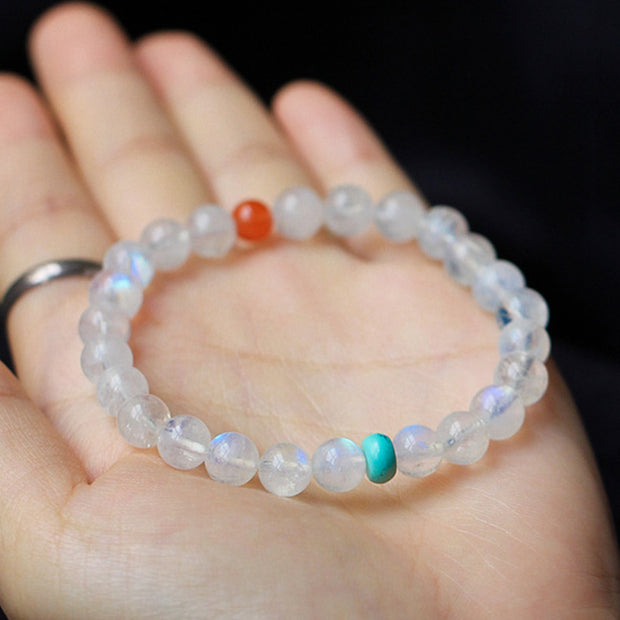 Buddha Stones Moonstone Calm Healing Positive Bracelet Bracelet BS 5