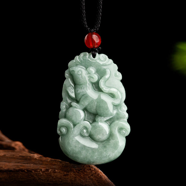 Buddha Stones Natural Green Jade 12 Chinese Zodiac Luck Prosperity Necklace Pendant Necklaces & Pendants BS 5