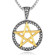 Buddha Stones Pentagram Titanium Steel Balance Necklace Pendant Necklaces & Pendants BS Yellow