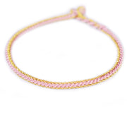 Buddha Stones Two-Color Rope Handcrafted Eight Thread Peace Knot Bracelet Bracelet BS Pink Gold(Wrist Circumference 17cm)