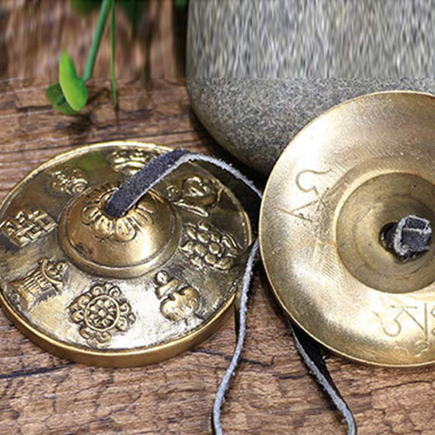 Buddha Stones Tibetan Tingsha Bell Six True Words Dragon Copper Balance Decoration With Bag Buddhist Supplies BS 11