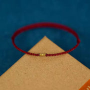 Buddha Stones Lucky Golden Bead Braided String Bracelet Anklet Bracelet BS 4