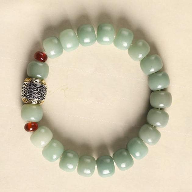 Buddha Stones Bodhi Seed Auspicious Cloud Fu Character Bead Peace Brac 