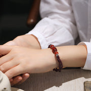 Buddha Stones Natural Garnet Red Agate Protection Triple Layer Bracelet Bracelet BS 3