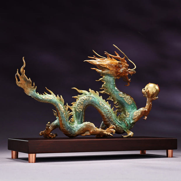 Buddha Stones Year Of The Dragon Auspicious Dragon Brass Copper Luck Success Office Decoration Decorations BS 9