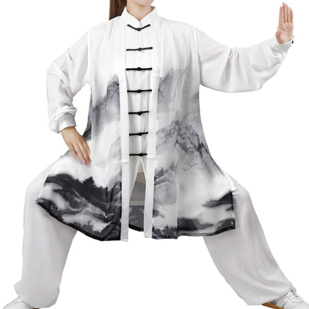 3Pcs Ink Painting Meditation Prayer Spiritual Zen Tai Chi Qigong Practice Unisex Clothing Set Clothes BS 13