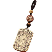 Buddha Stones God of Wealth Zhao Gongming Copper Protection Necklace Pendant Key Chain Necklaces & Pendants BS 7