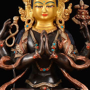 Buddha Stones Bodhisattva Chenrezig Four-armed Avalokitesvara Protection Copper Statue Decoration Decorations BS 8