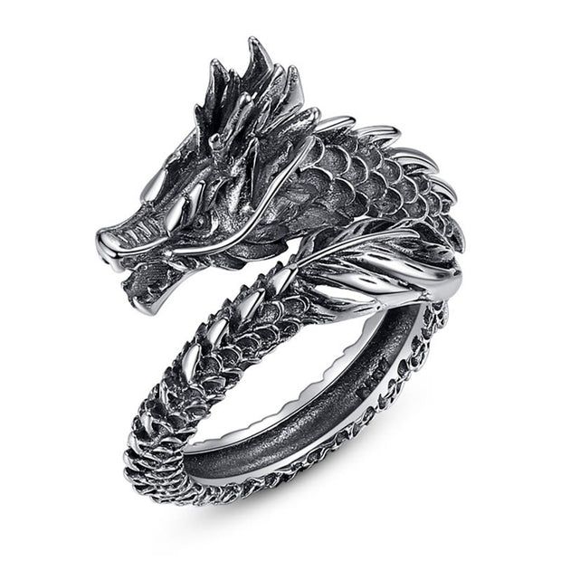 Buddha Stones 925 Sterling Silver Vintage Dragon Success Protection Strength Adjustable Ring