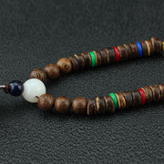 Buddha Stones Tibetan Om Mani Padme Hum Prayer Wheel Rotation Vajra Wood Necklace Pendant Necklaces & Pendants BS 10