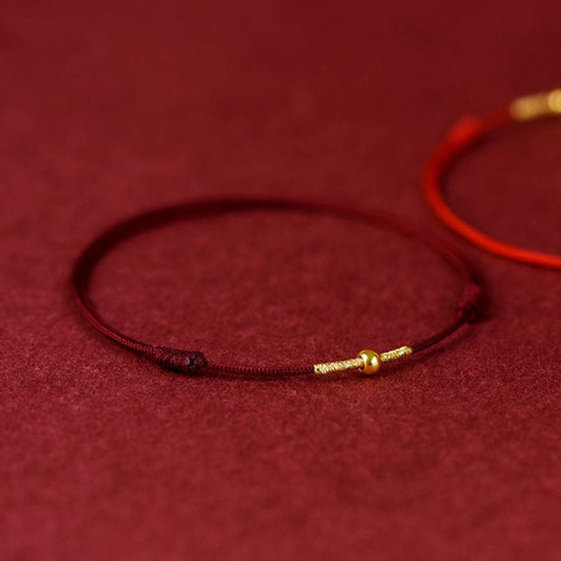 Buddha Stones Golden Bead Protection Braided Rope Bracelet Anklet Bracelet BS 1