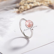 Buddha Stones Pink Crystal Soothing Rotation Ring Ring BS Pink Crystal