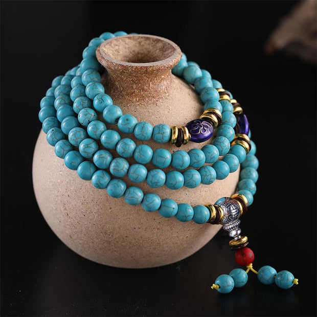 Buddha Stones Tibetan Turquoise Harmony Necklace Mala Mala Bracelet BS 1